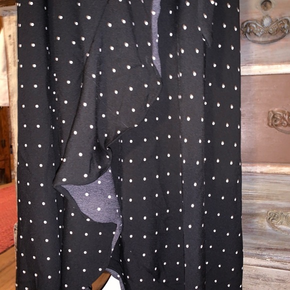 Adrienne Vittadini Black Asymmetrical Skirt with White Dots - Picture 2 of 5